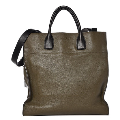 Prada Vitello Daino Tote Dark Green 1 of 11