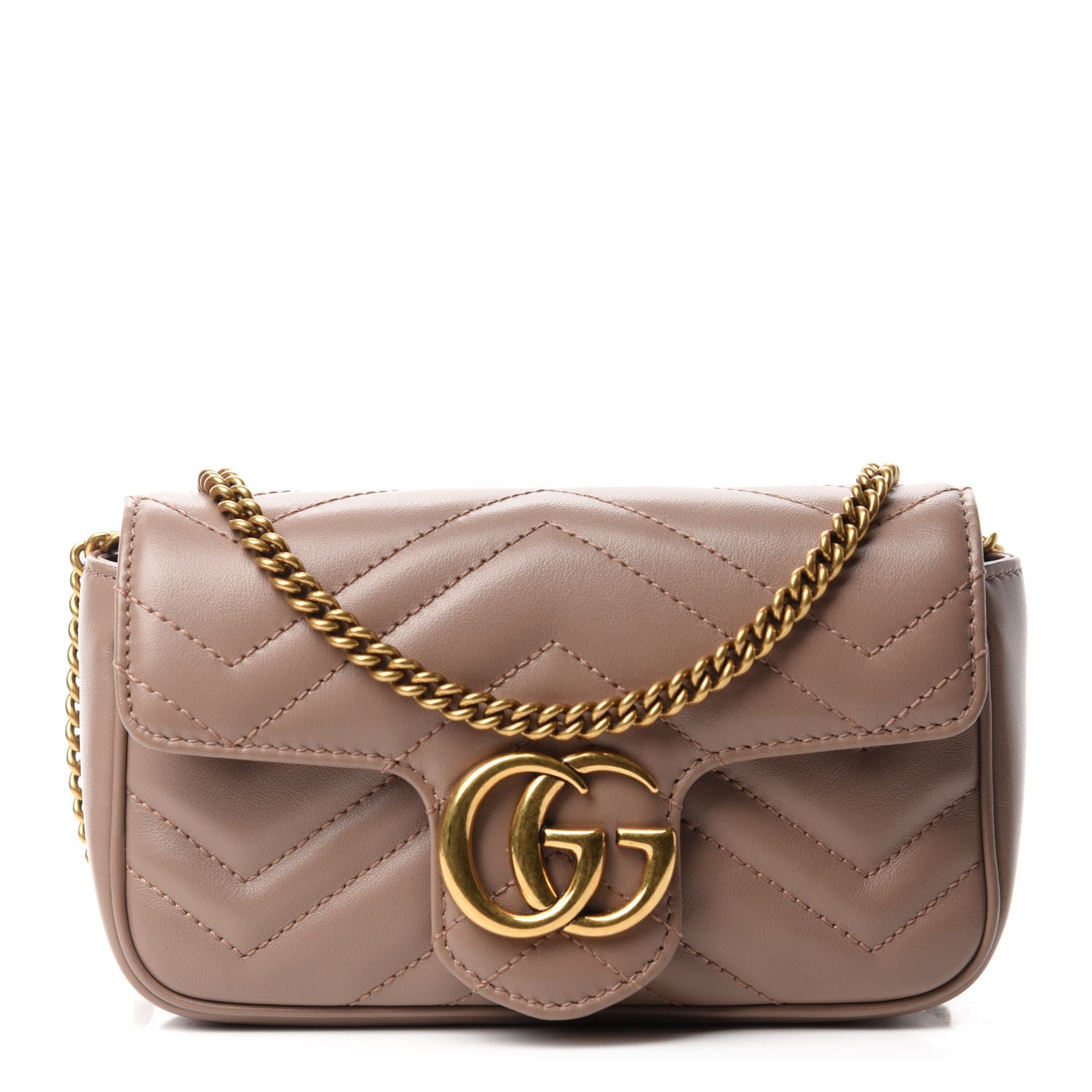 Gucci Calfskin Matelasse Super Mini GG Marmont Shoulder Bag Porcelain Rose 1 of 11
