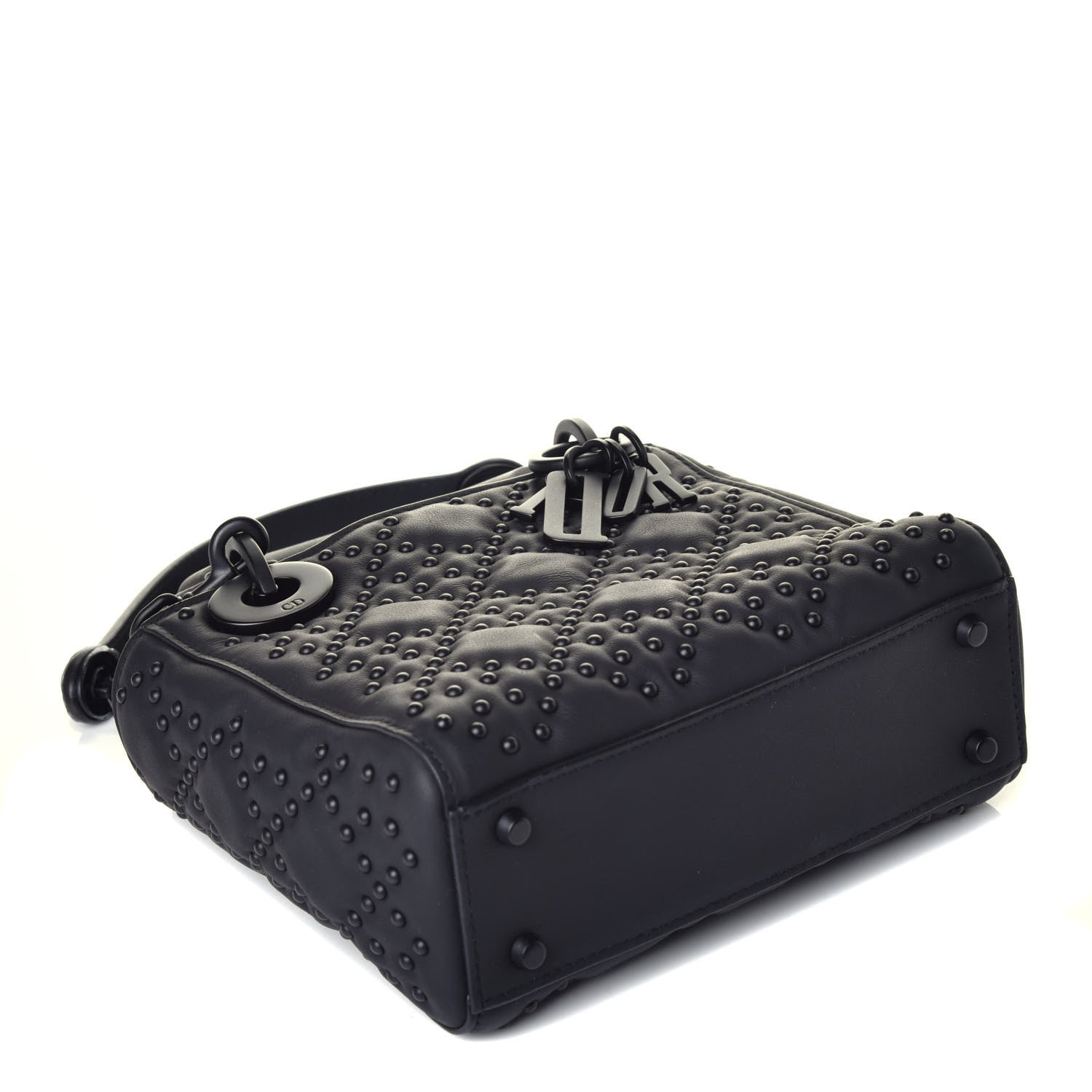 Christian Dior Ultra Matte Calfskin Cannage Studded Mini Supple Lady Dior Black 4 of 9