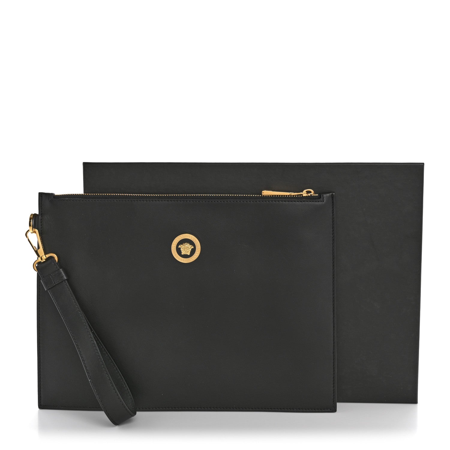 Versace Vitello Tribute Icon Wristlet Bag Black 7 of 7