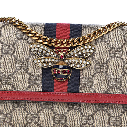 Gucci GG Supreme Monogram Web Queen Margaret Chain Wallet Red 7 of 11