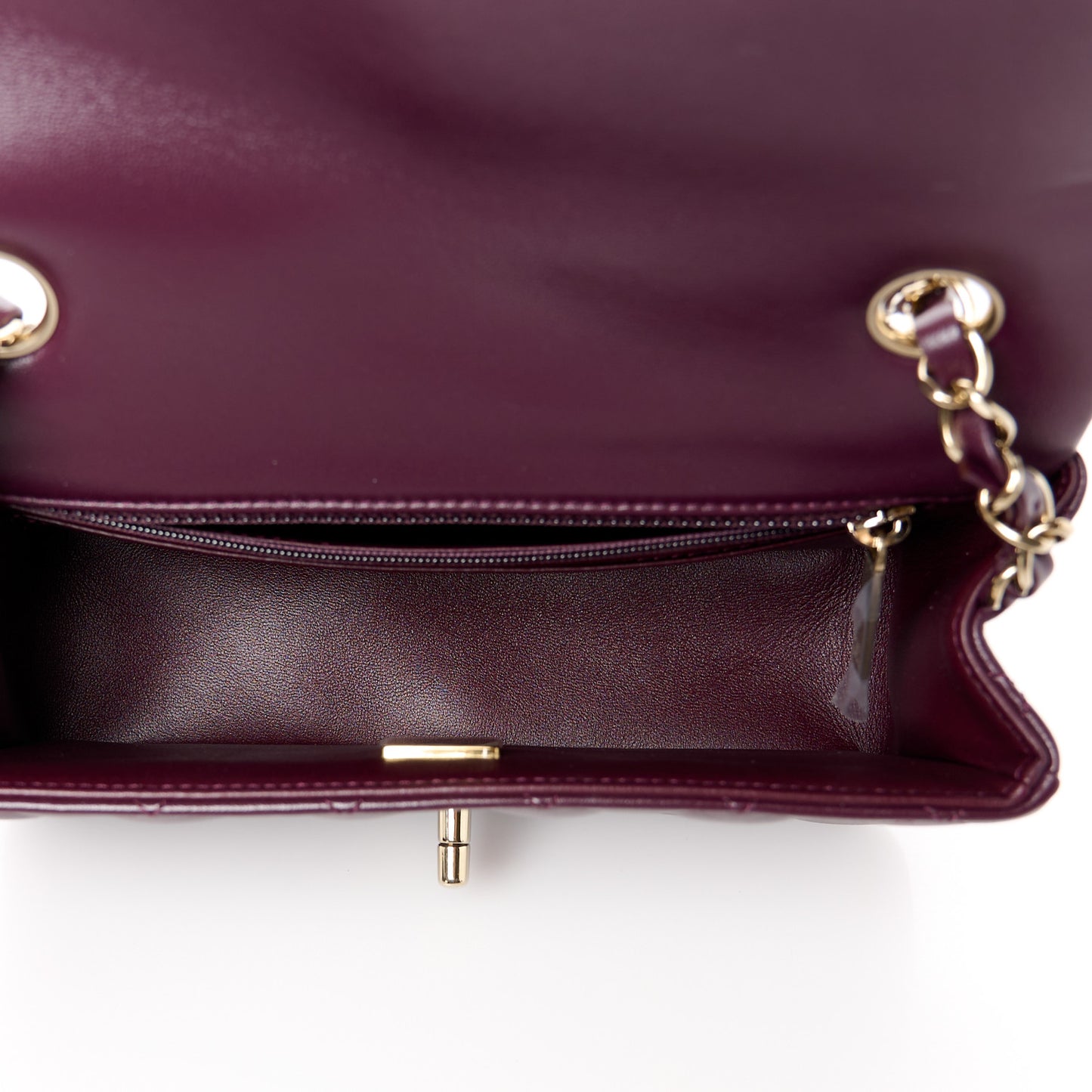 Lambskin Quilted Mini Rectangular Flap Burgundy