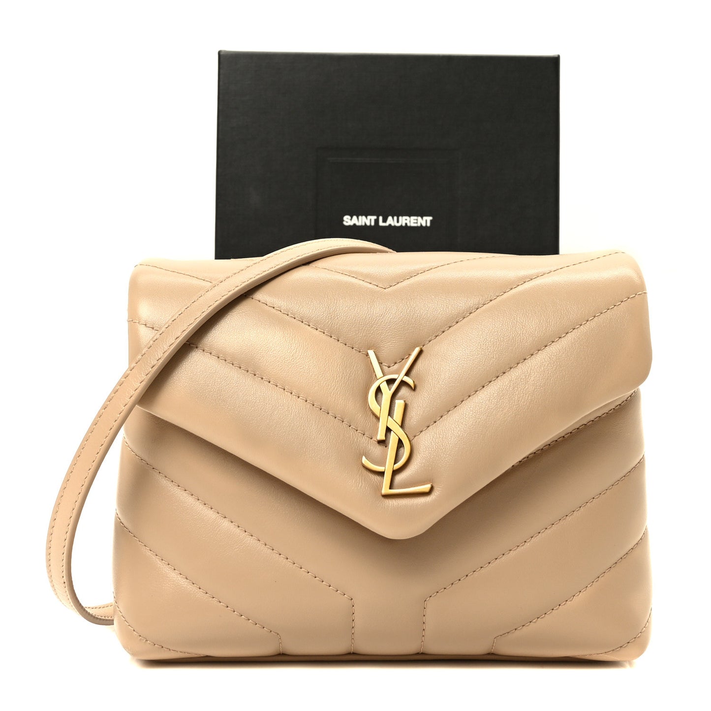 Calfskin Y Quilted Monogram Toy Loulou Crossbody Bag Latte