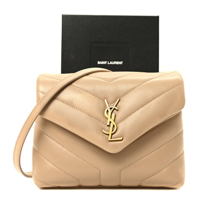 Saint Laurent Calfskin Y Quilted Monogram Toy Loulou Crossbody Bag Latte 8 of 10