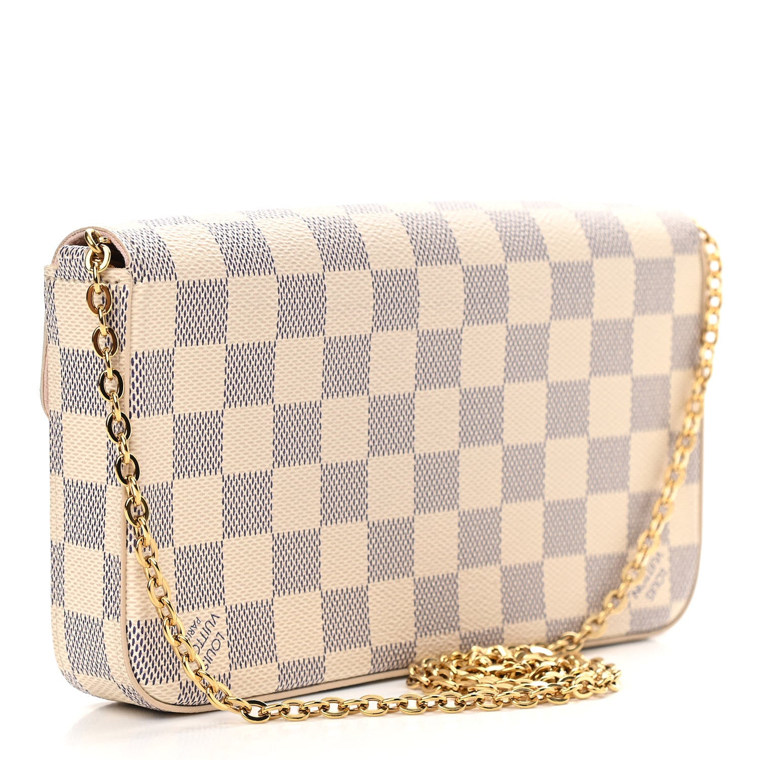 Louis Vuitton Damier Azur Pochette Felicie Chain Wallet Rose Ballerine 4 of 15