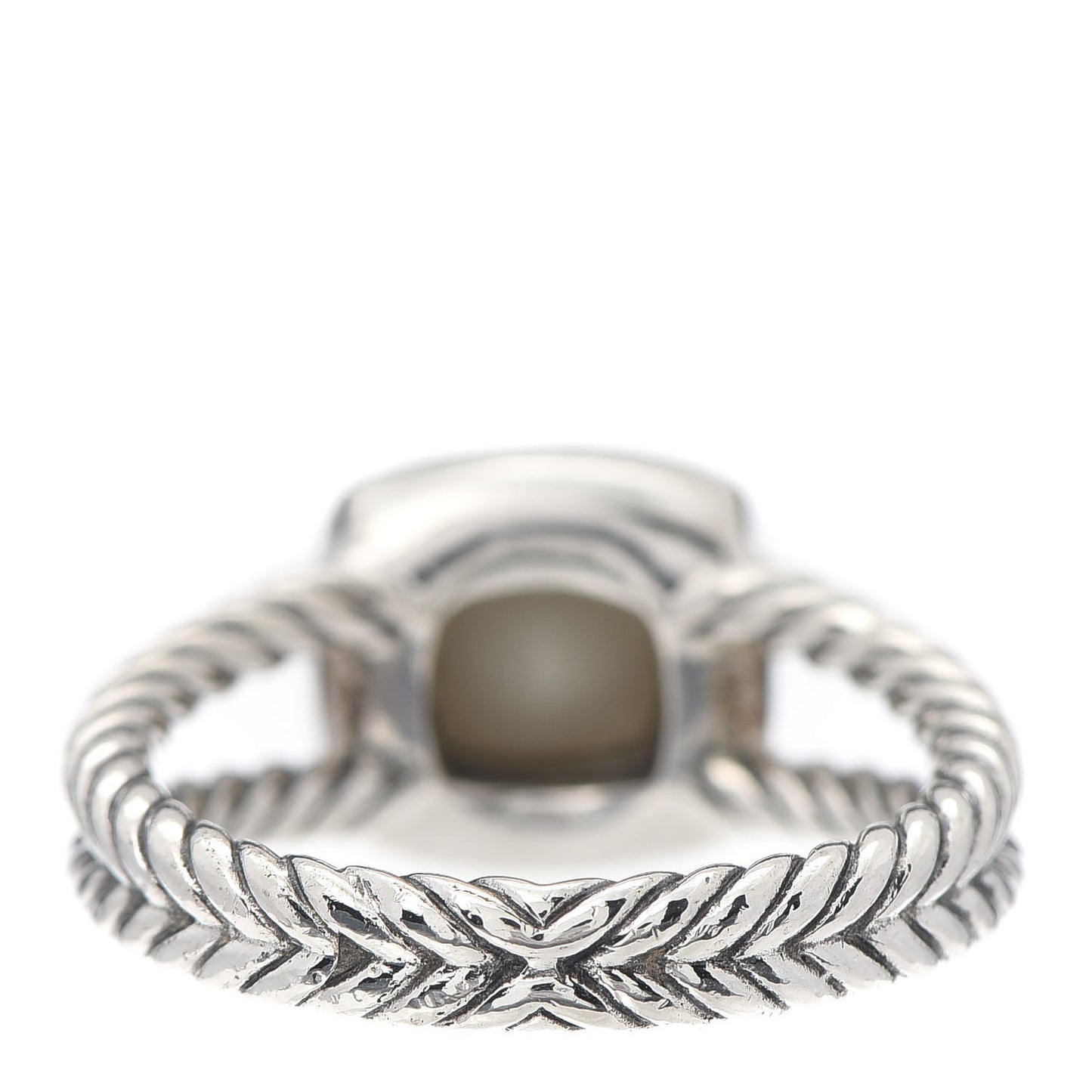 Sterling Silver Diamond White Agate 7mm Petite Albion Ring 58 8.25