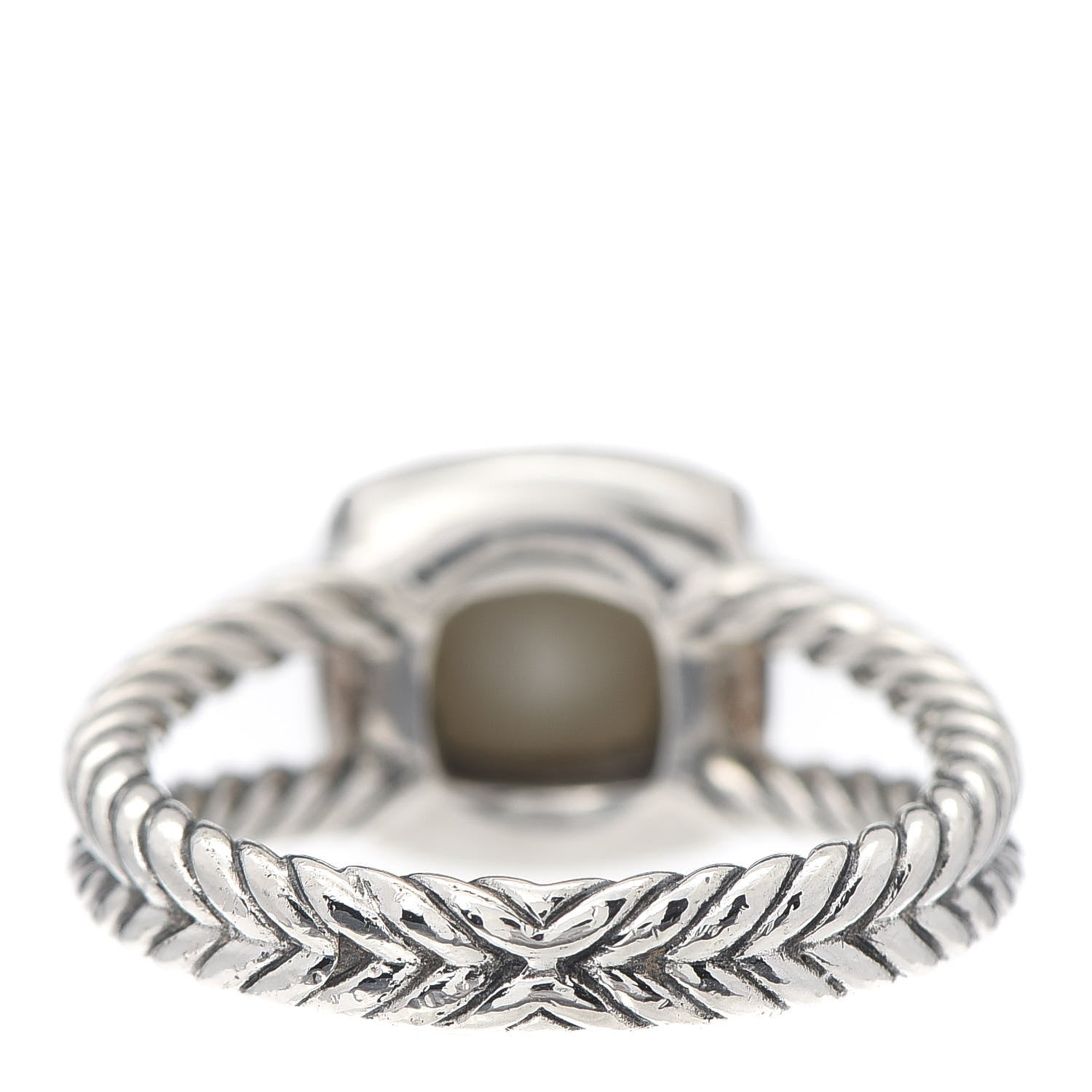 David Yurman Sterling Silver Diamond White Agate 7mm Petite Albion Ring 58 8.25 3 of 4