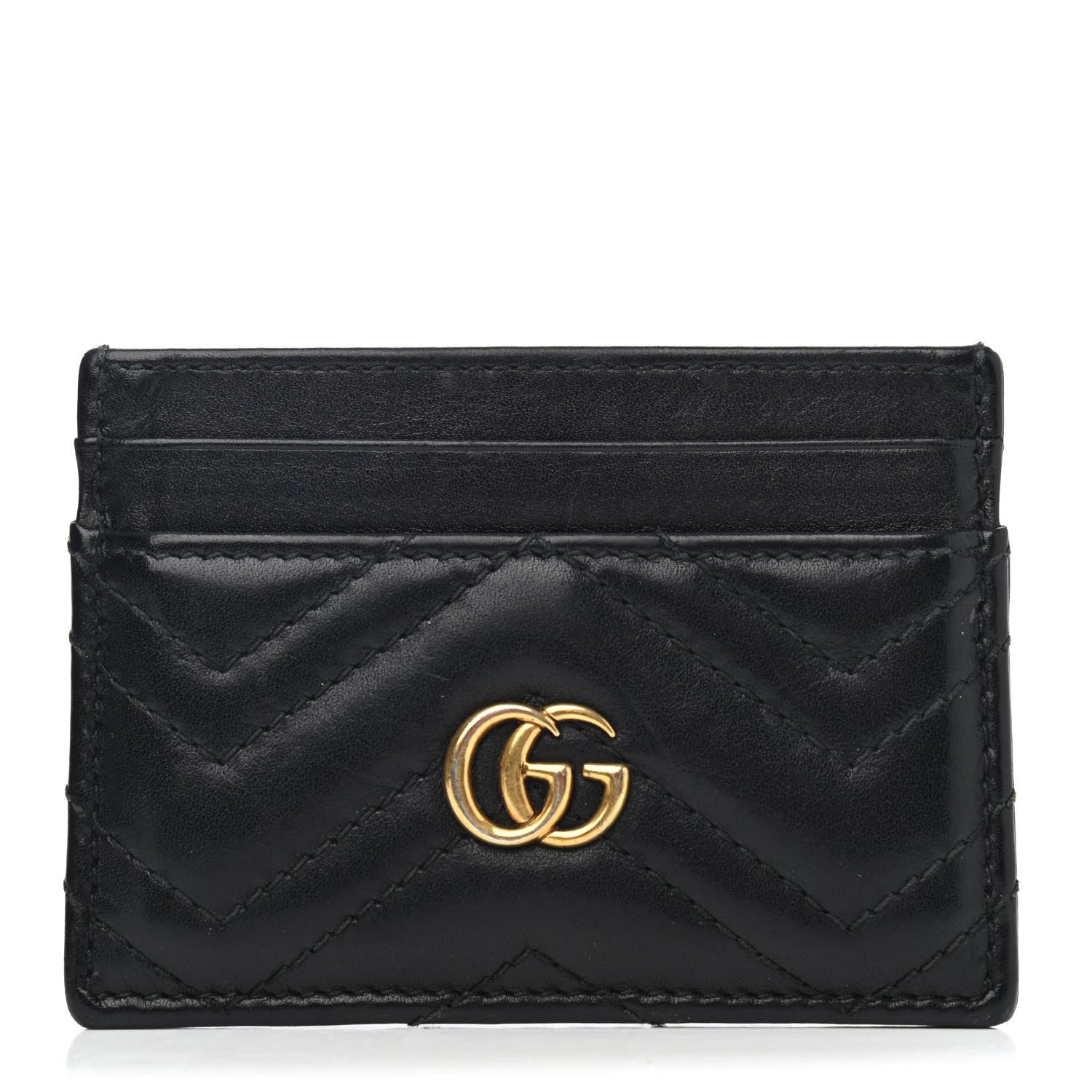 Gucci Calfskin Matelasse GG Marmont Card Holder Black 1 of 4