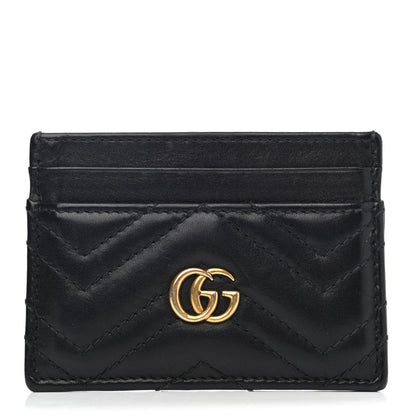 Gucci Calfskin Matelasse GG Marmont Card Holder Black 1 of 4