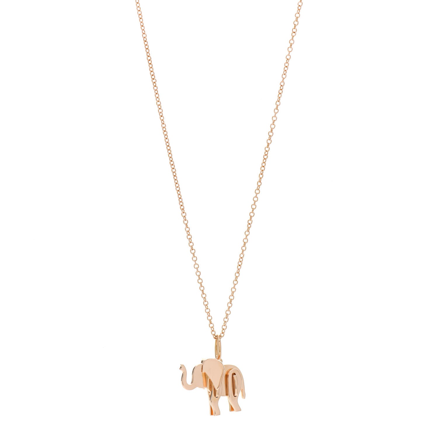 Tiffany 18K Rose Gold Mini Save The Wild Elephant Pendant Necklace 1 of 4