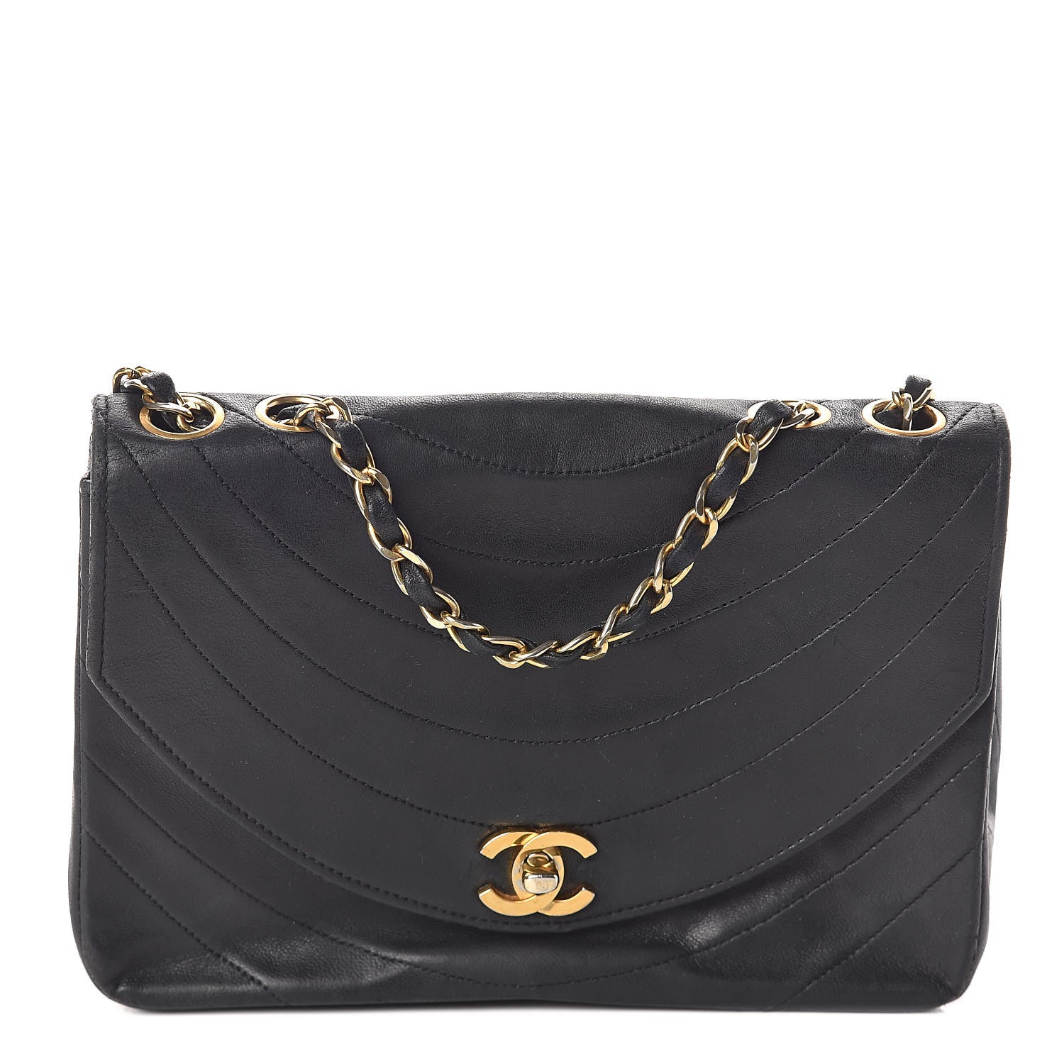 Chanel Lambskin Ribbon Quilted Small Single Flap Black 1 of 16