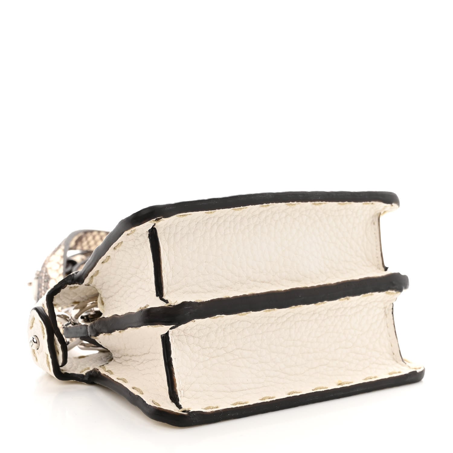 Fendi Vitello Granato Elaphe Python Embossed Sellerissima Nano Peekaboo Maxi Handle Satchel White 4 of 10