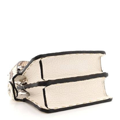 Fendi Vitello Granato Elaphe Python Embossed Sellerissima Nano Peekaboo Maxi Handle Satchel White 4 of 10