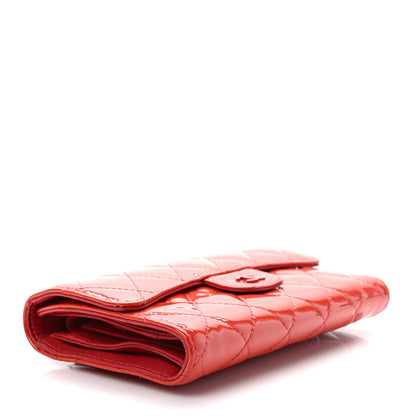 Chanel Patent Quilted Large Flap Wallet Coral 4 of 11