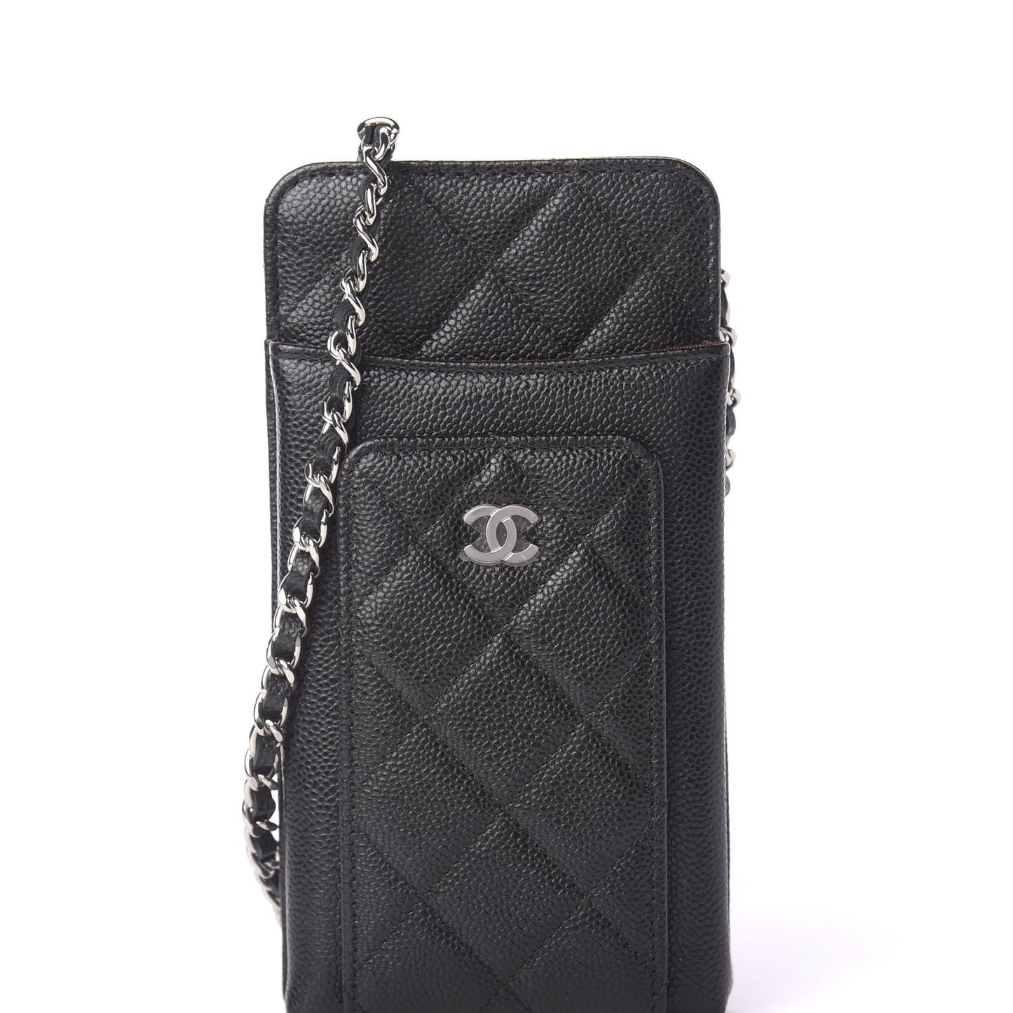 Caviar Quilted Zip Phone Case Black