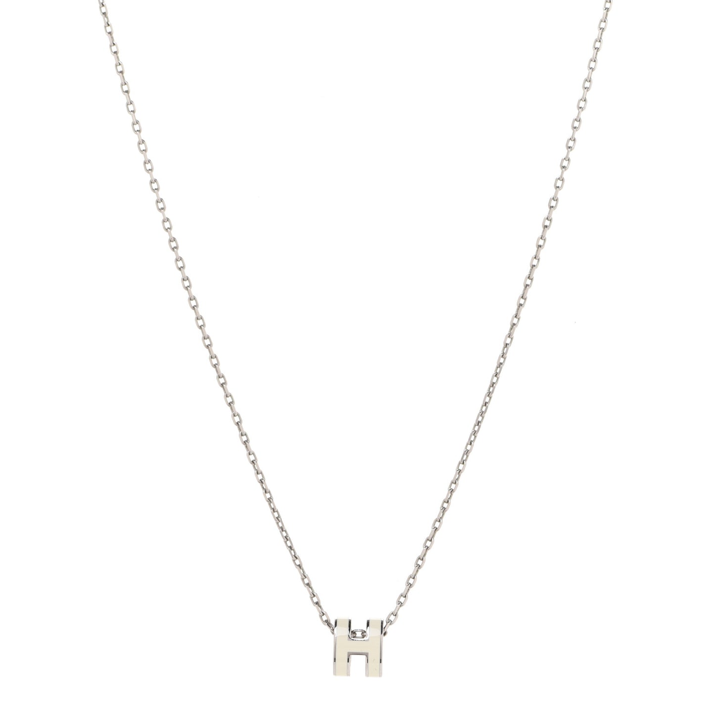 Lacquered Palladium Mini Pop H Pendant Necklace White