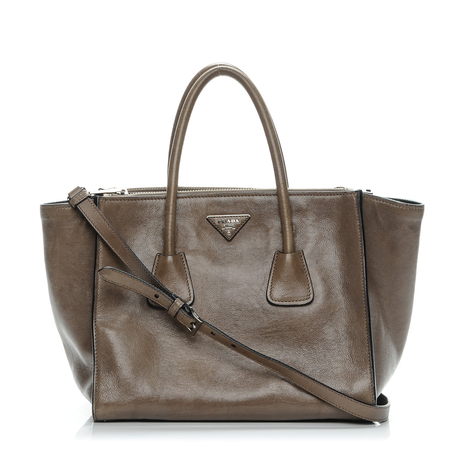 Glace Calf Twin Pocket Tote Argilla