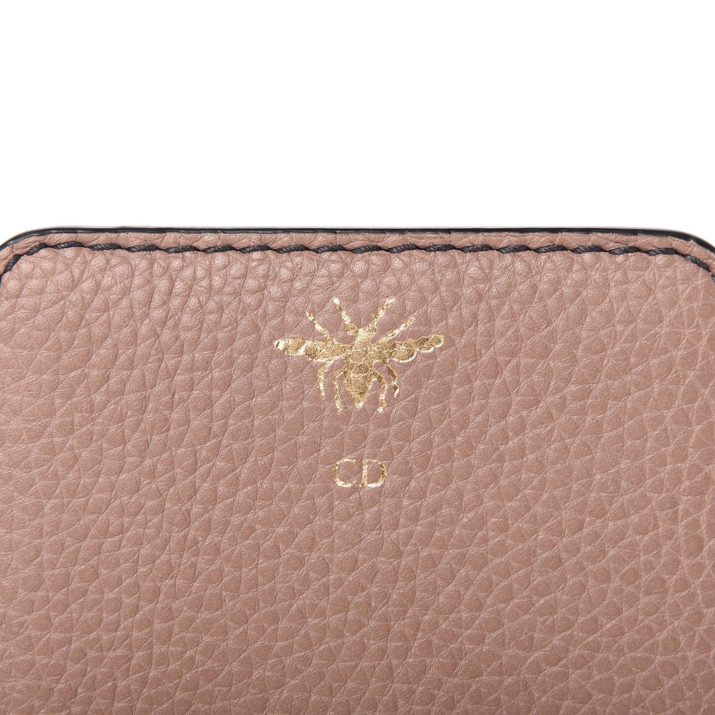 Calfskin D-Bee Compact Wallet Beige
