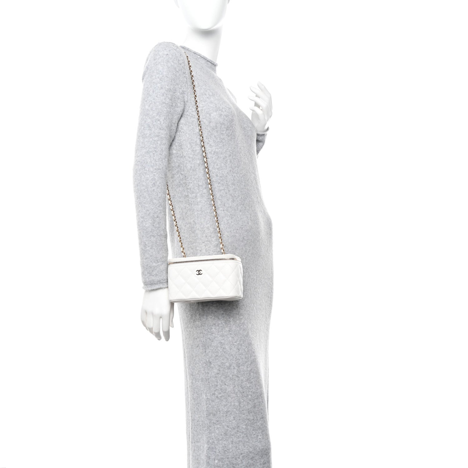 Chanel Caviar Quilted Small Vanity Case With Chain White 2 of 11