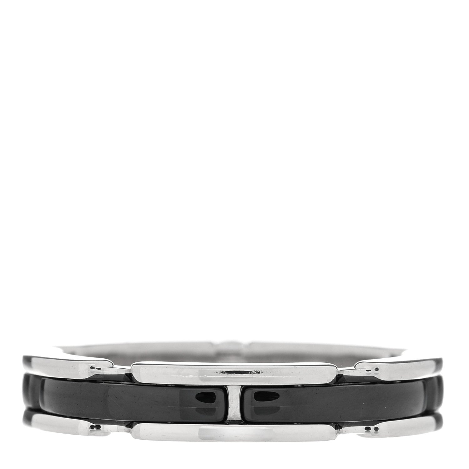 Chanel 18K White Gold Ceramic Diamond Slim Ultra Ring 55 7.25 Black 3 of 5