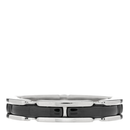 Chanel 18K White Gold Ceramic Diamond Slim Ultra Ring 55 7.25 Black 3 of 5
