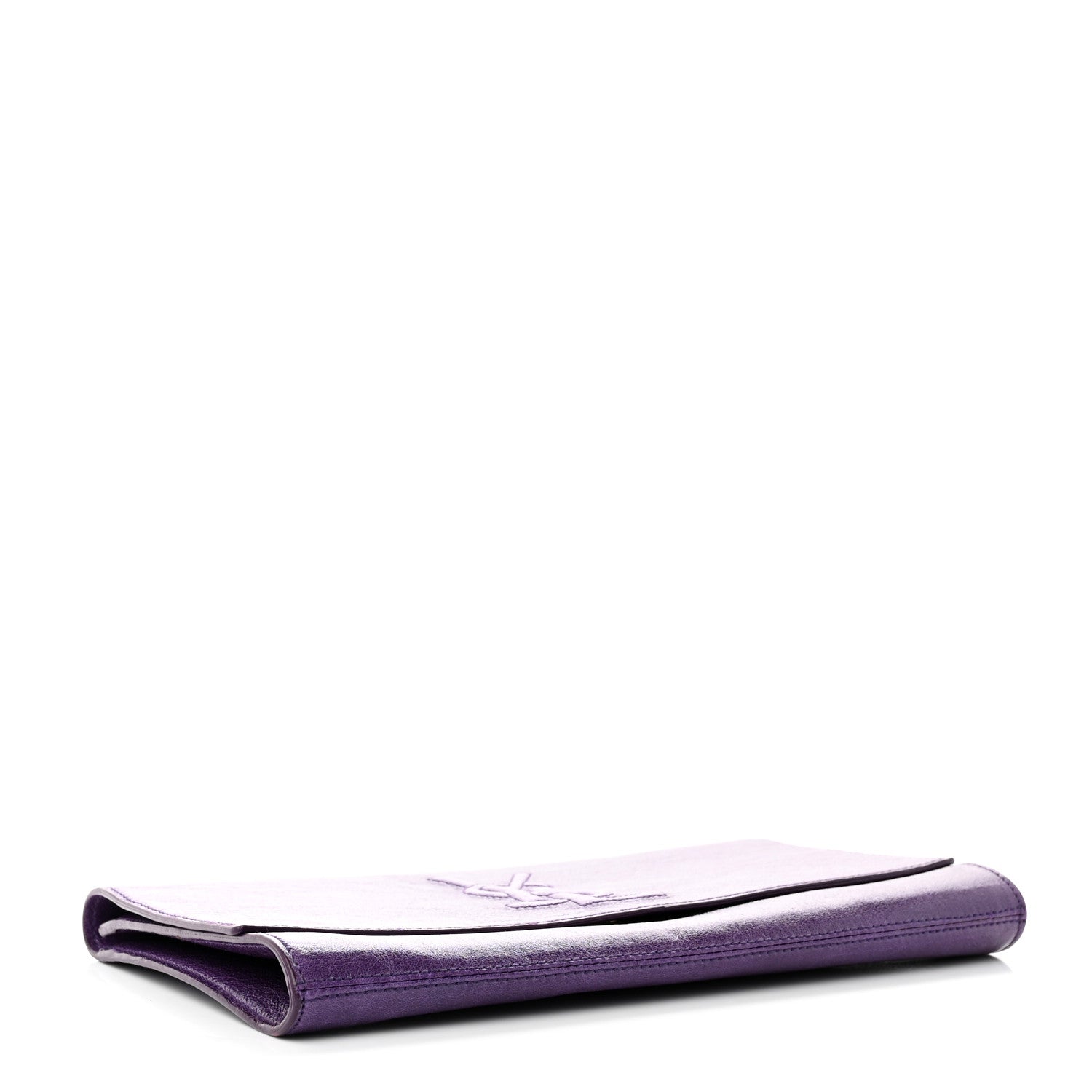 Saint Laurent Textured Patent Monogram Large Belle De Jour Clutch Purple 4 of 8