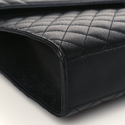 Saint Laurent Grain De Poudre Textured Mixed Matelasse Large Triquilt Monogram Satchel Black 8 of 12