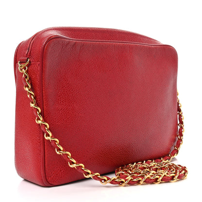 Chanel Caviar CC Stitched Camera Case Red 3 of 11
