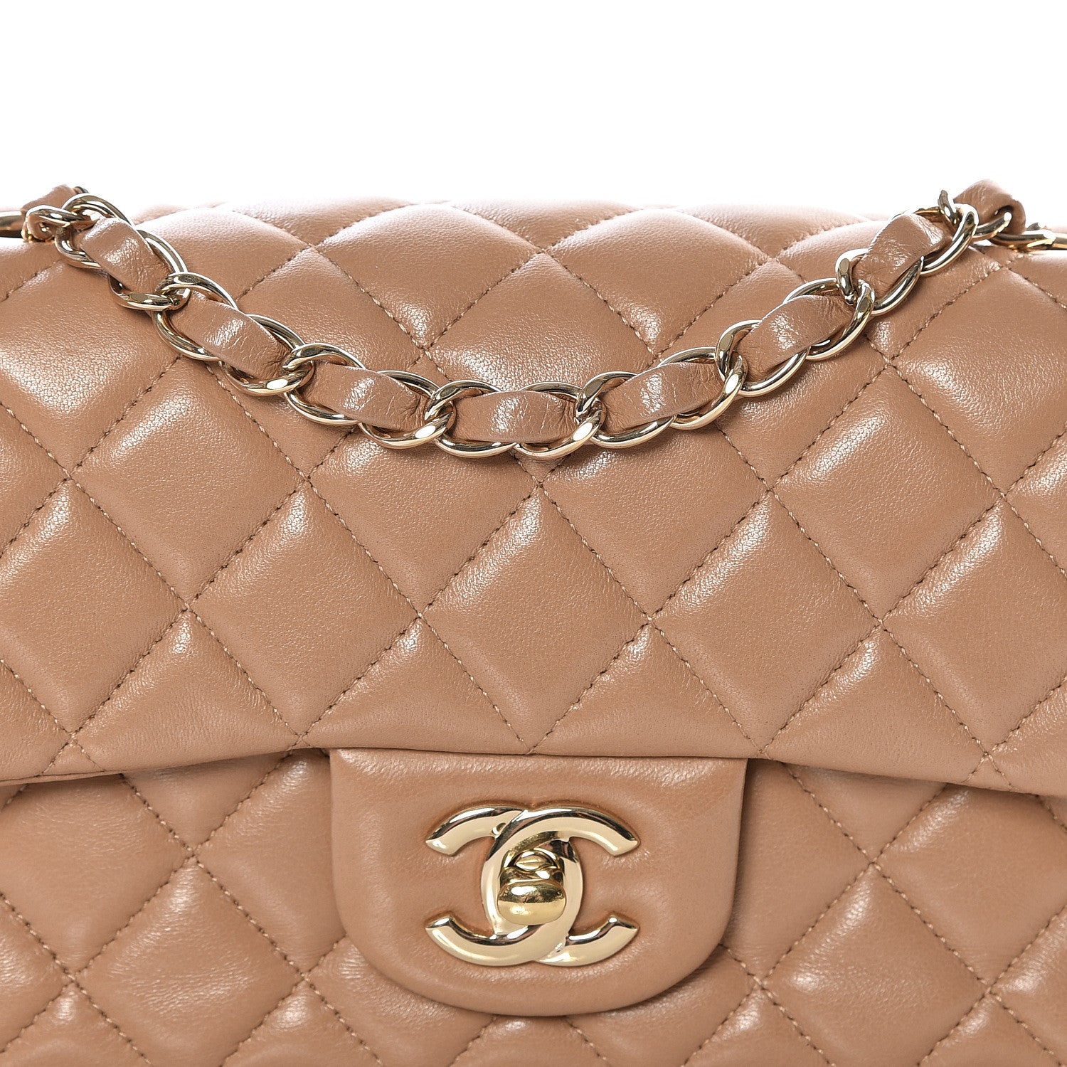 Chanel Lambskin Quilted Mini Rectangular Flap Beige 10 of 10