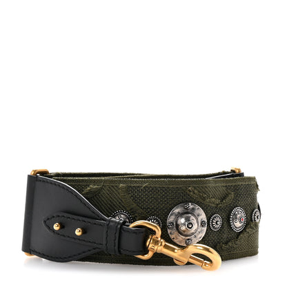 Christian Dior Canvas Embroidered Studded Camouflage Shoulder Strap Vert Multicolor 1 of 5