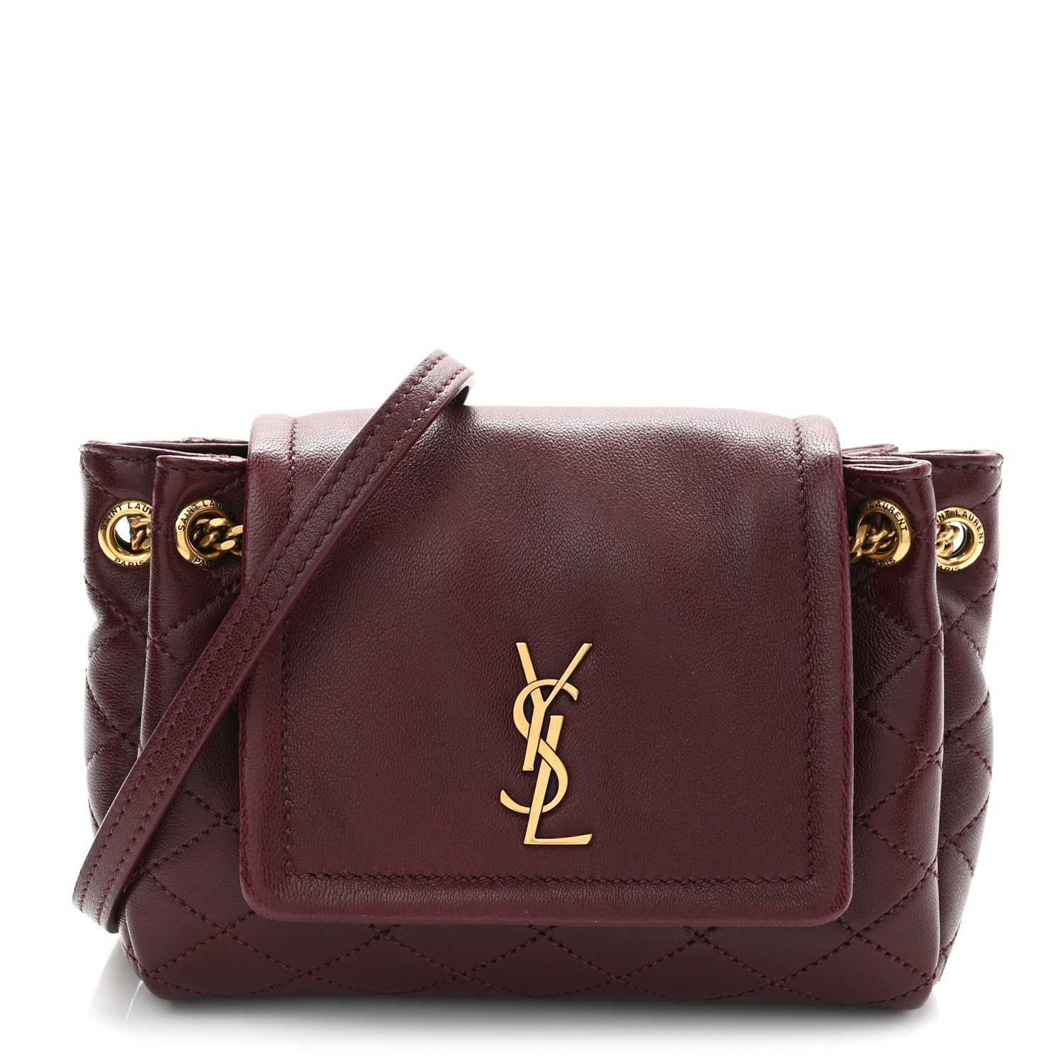 Saint Laurent Lambskin Quilted Monogram Mini Nolita Rouge Cabernet 1 of 10