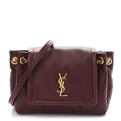 Saint Laurent Lambskin Quilted Monogram Mini Nolita Rouge Cabernet 1 of 10