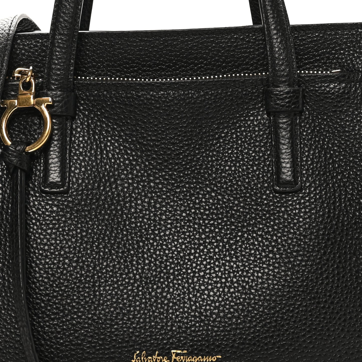 Hammered Calfskin Double Handle Small Amy Tote Black