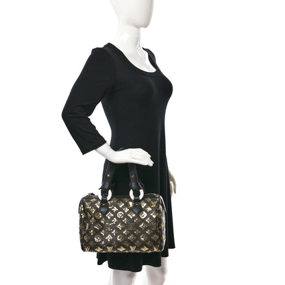Louis Vuitton Monogram Sequins Eclipse Speedy 28 Gold 2 of 8