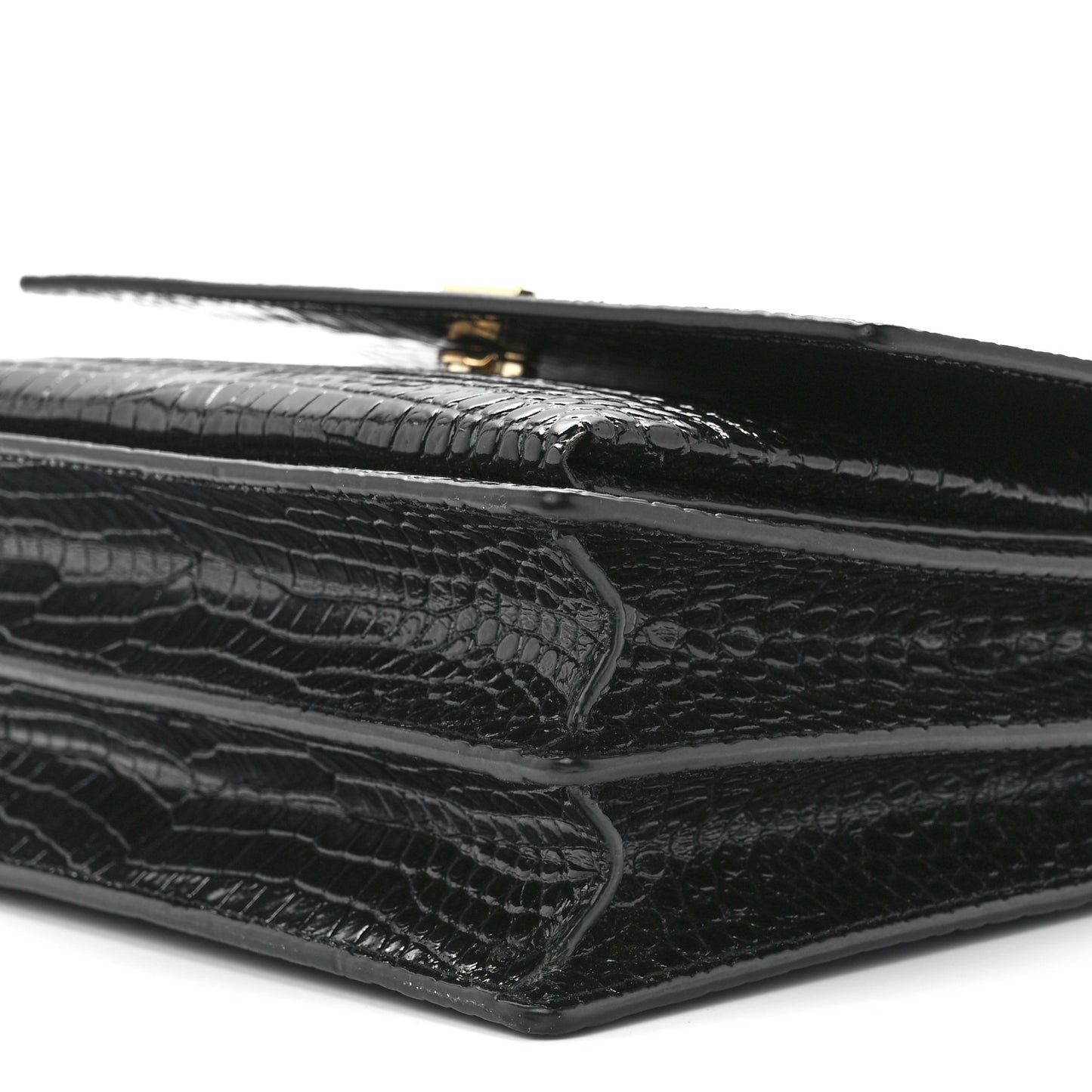 Calfskin Crocodile Embossed Medium Monogram Sunset Black