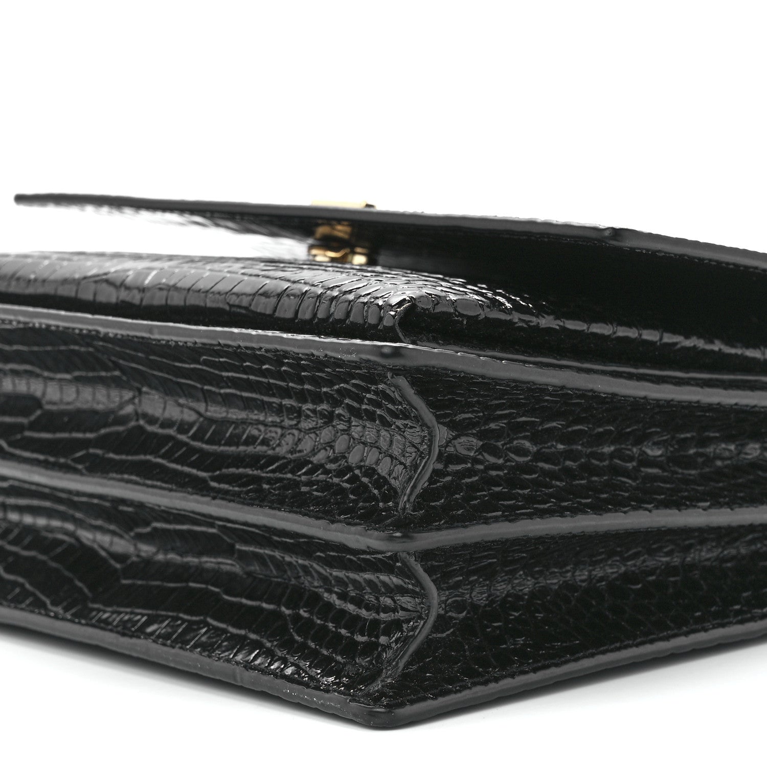 Saint Laurent Calfskin Crocodile Embossed Medium Monogram Sunset Black 13 of 13
