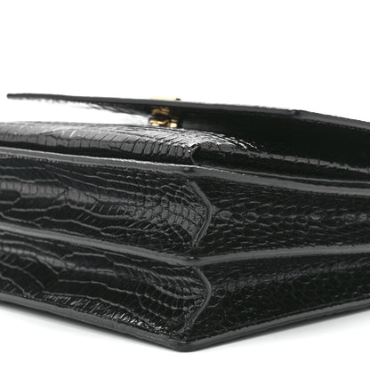 Saint Laurent Calfskin Crocodile Embossed Medium Monogram Sunset Black 13 of 13