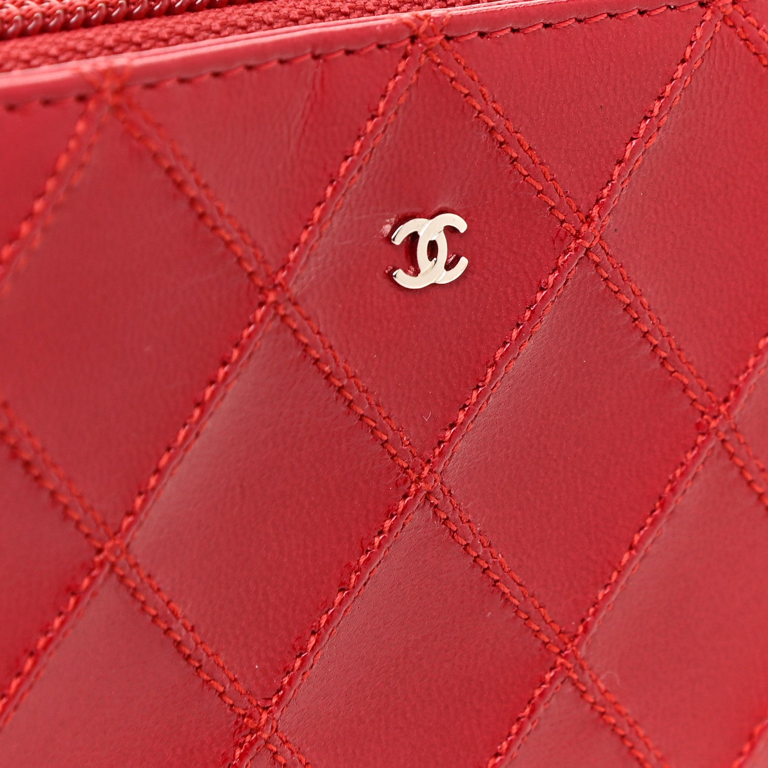 Chanel Lambskin Diamond Stitch Pochette Red 11 of 14