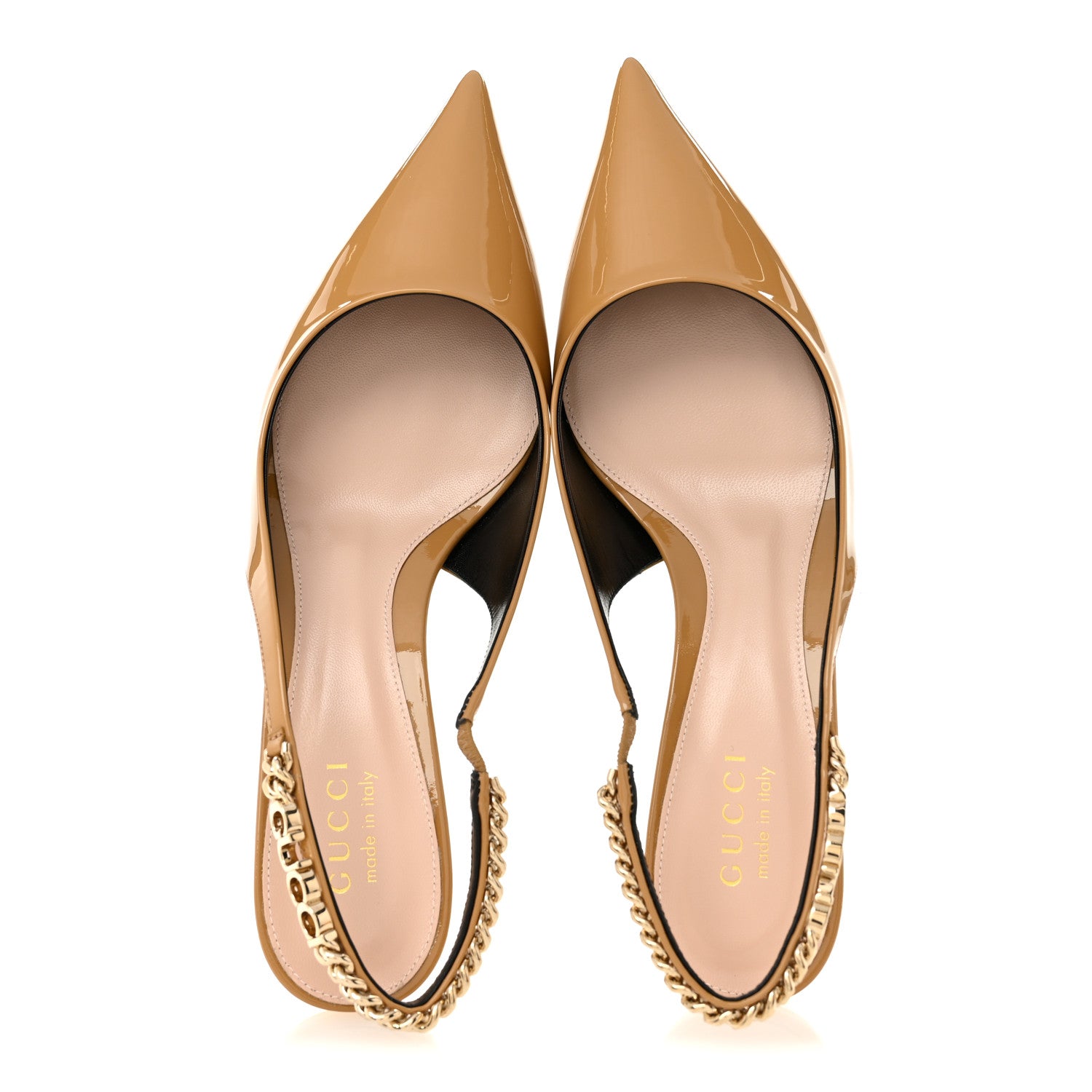 Gucci Patent Signoria 35mm Slingback Pumps 39 Sand 2 of 10