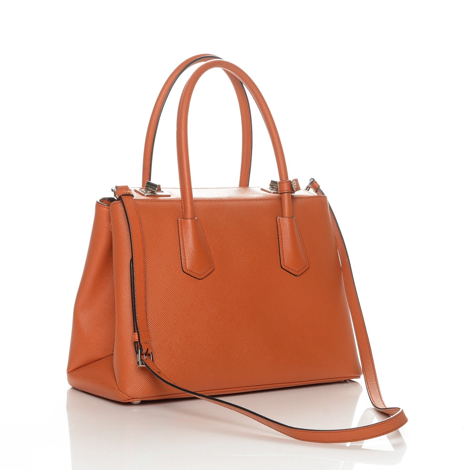 Prada Saffiano Cuir Twin Tote Papaya 3 of 6