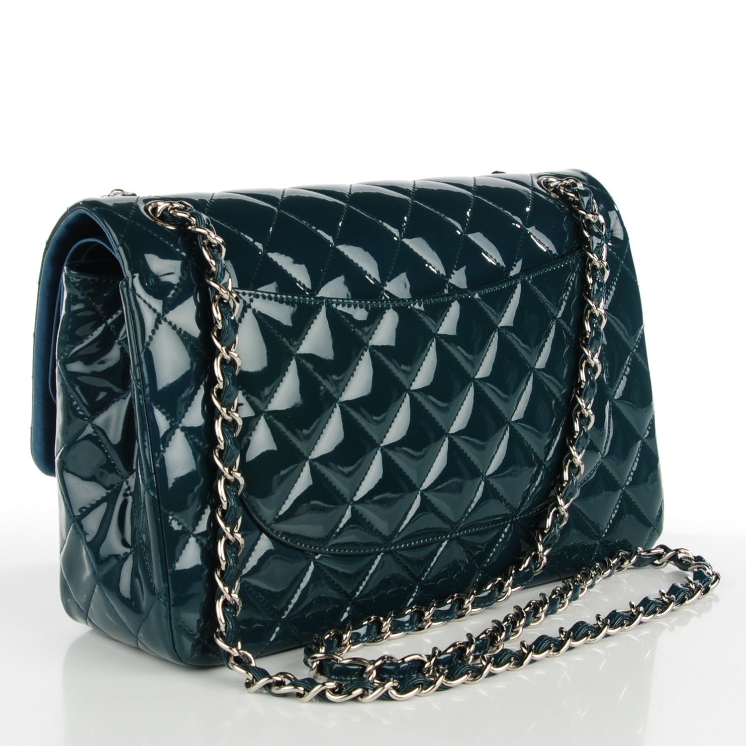 Chanel Patent Quilted Jumbo Double Flap Turquoise 3 of 11