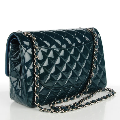 Chanel Patent Quilted Jumbo Double Flap Turquoise 3 of 11