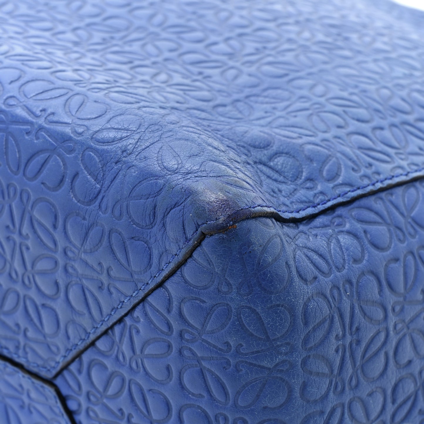 Calfskin Anagram Embossed Tote Blue