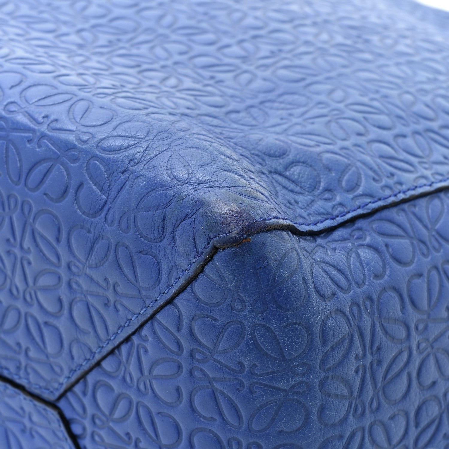 Loewe Calfskin Anagram Embossed Tote Blue 15 of 20