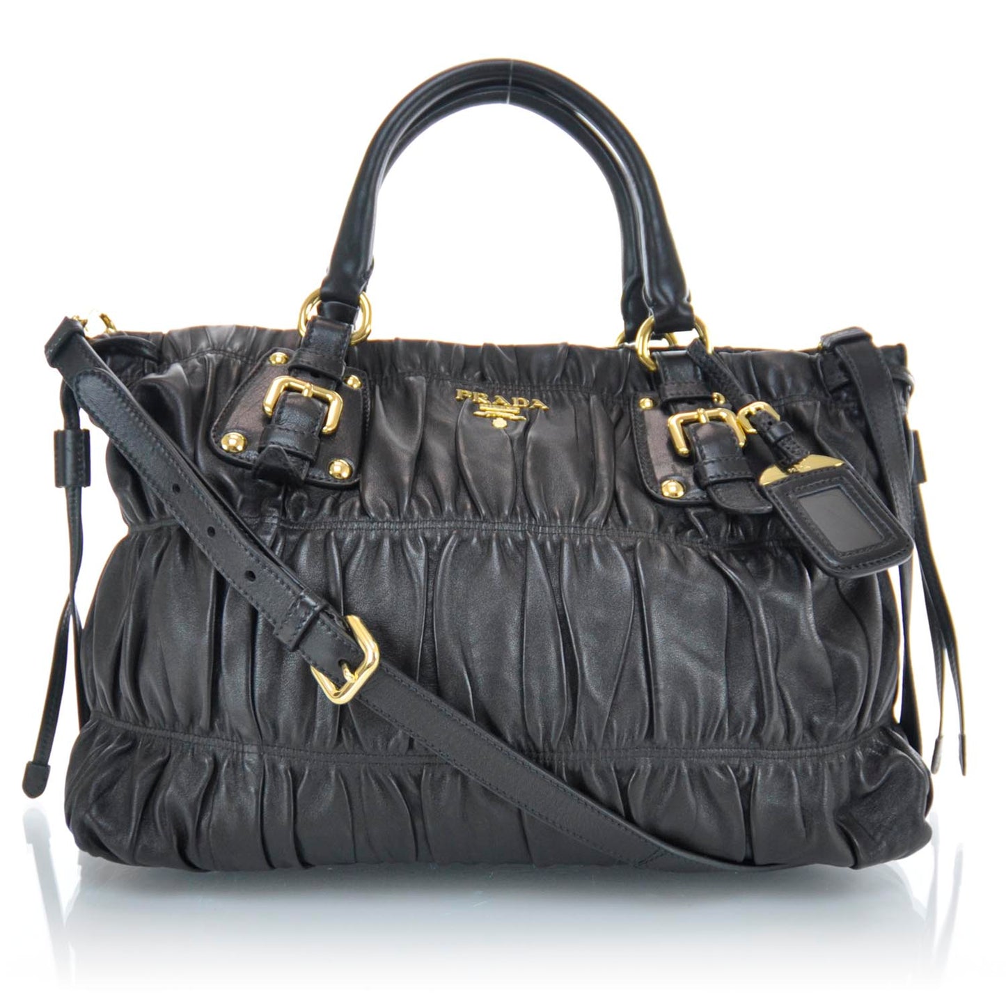Nappa Leather Gaufre Tote Nero Black