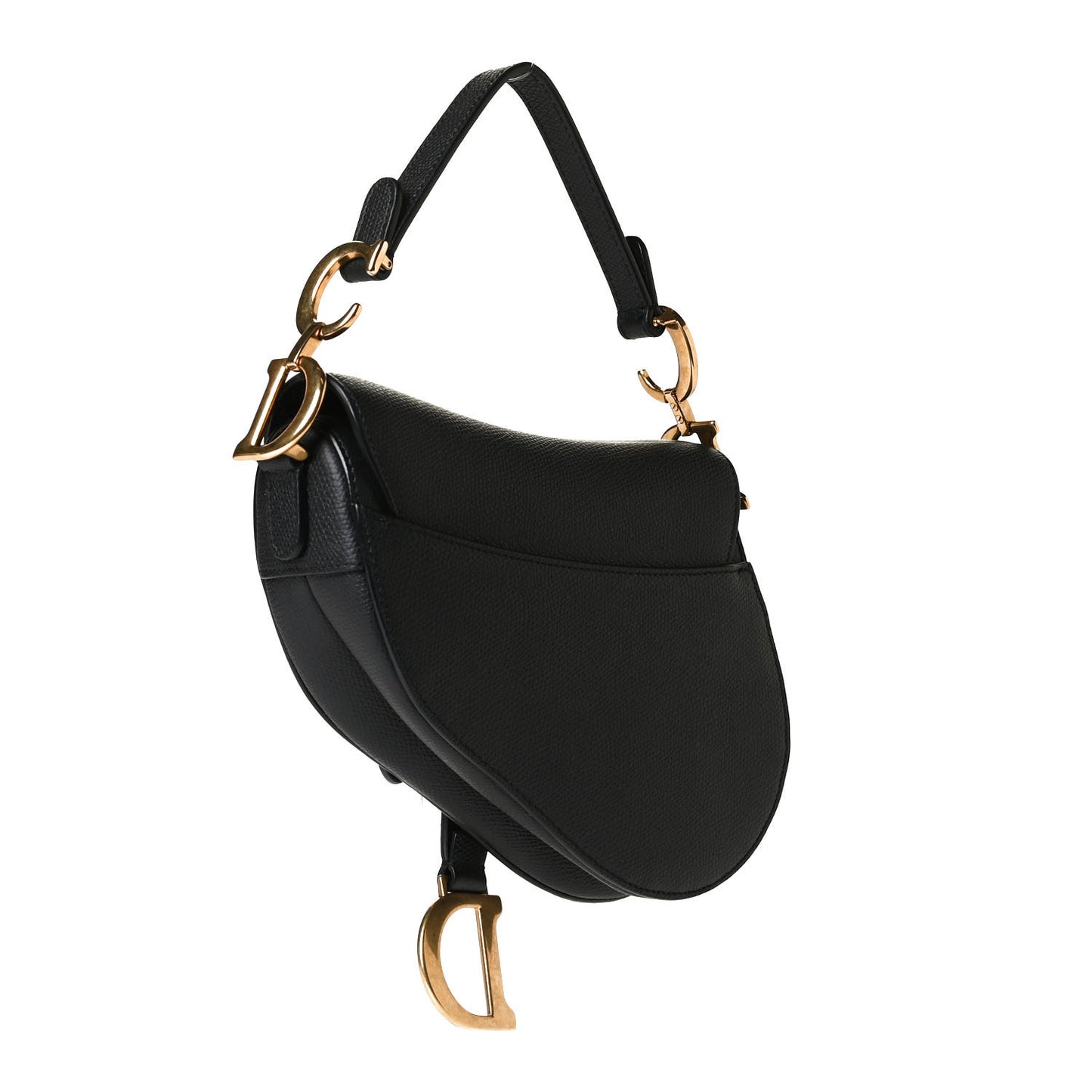 Grained Calfskin Mini Saddle Bag Black