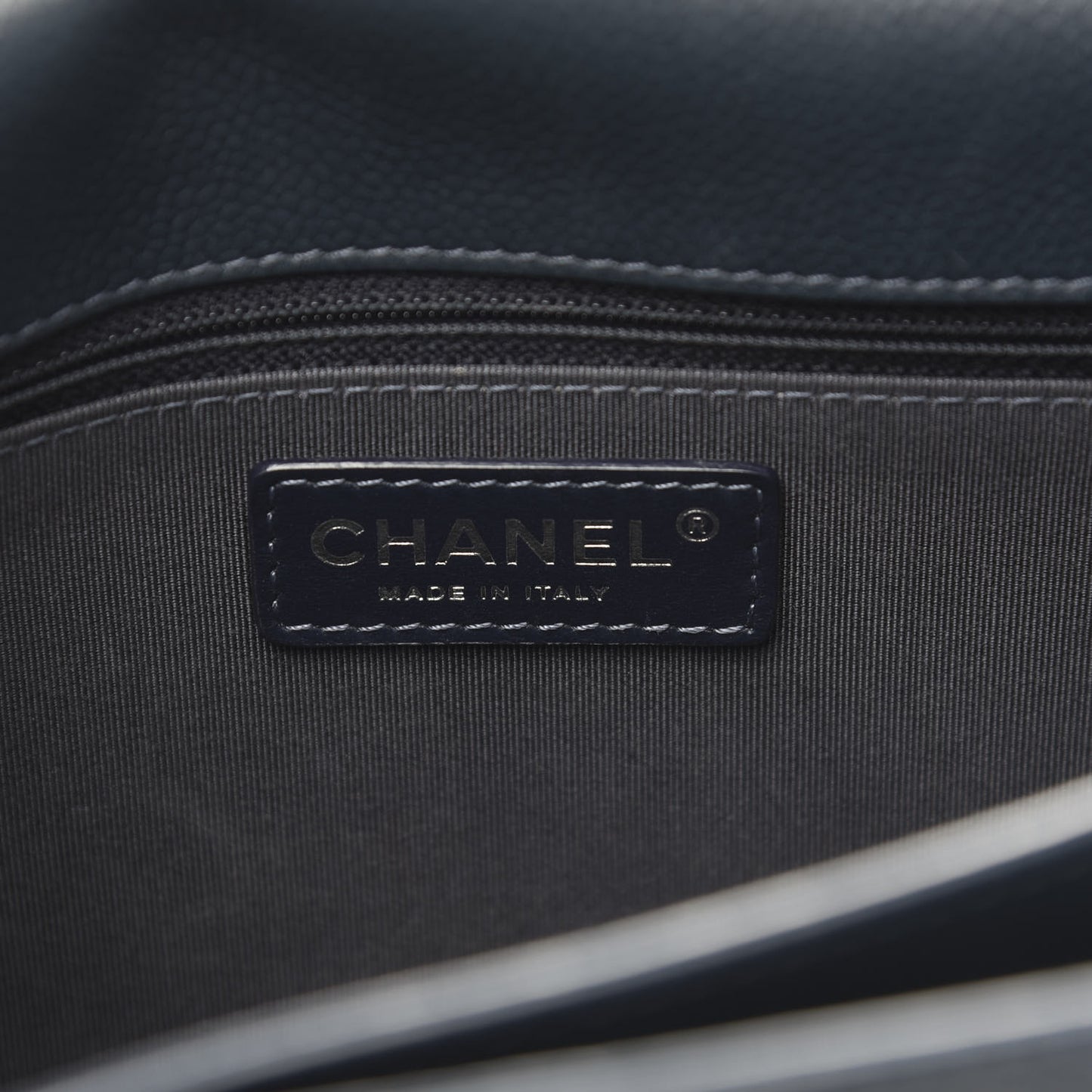 Grained Calfskin Quilted Large CC Box Flap Blue