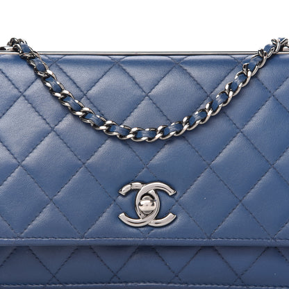 Chanel Lambskin Quilted Trendy CC Wallet On Chain WOC Blue 14 of 14