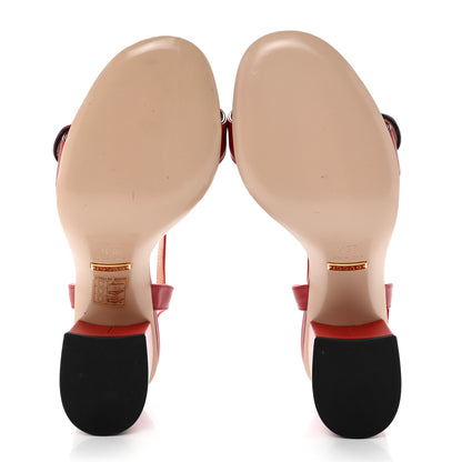 Gucci Lifford Calfskin GG Marmont Ankle Wrap 75mm Sandals 35.5 Hibiscus Red 5 of 8