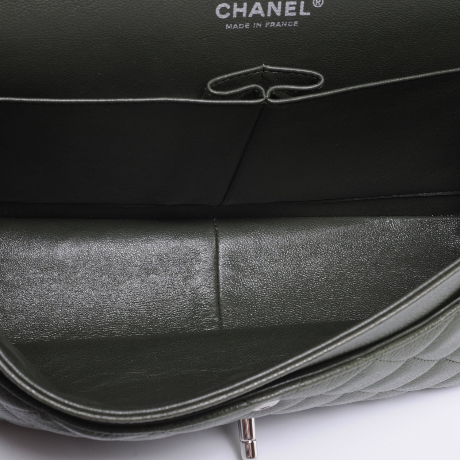 Chanel Caviar Jumbo Double Flap Dark Green 7 of 8